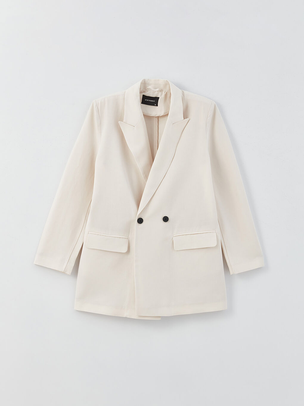 LCW Modest Plain Long Sleeve Linen Blend Women's Blazer Jacket -S3GV05Z8-SDG