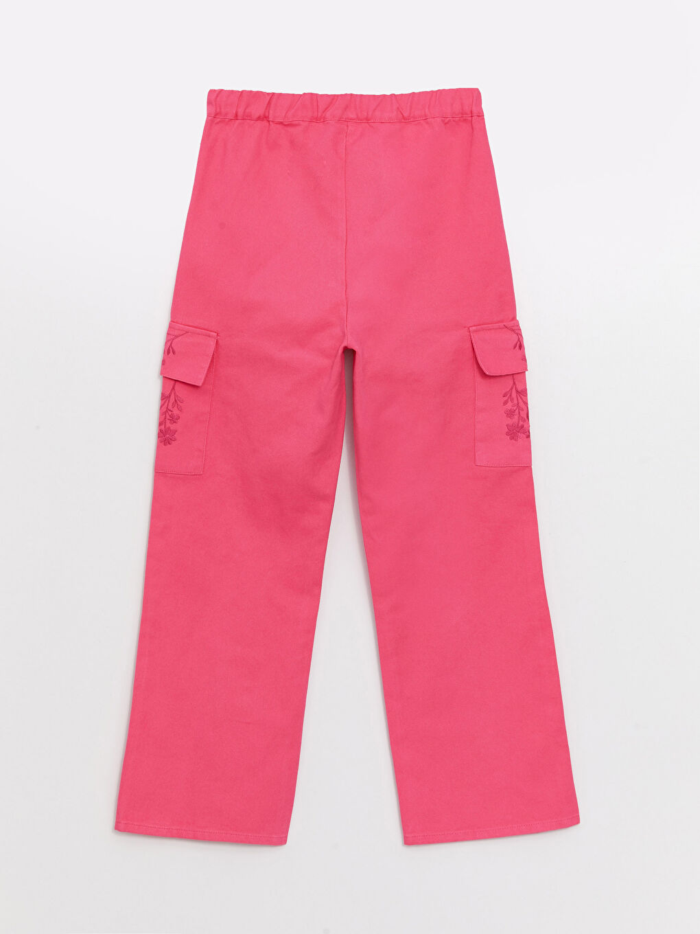 Pembe Beli Lastikli Nakışlı Kız Çocuk Pantolon-4