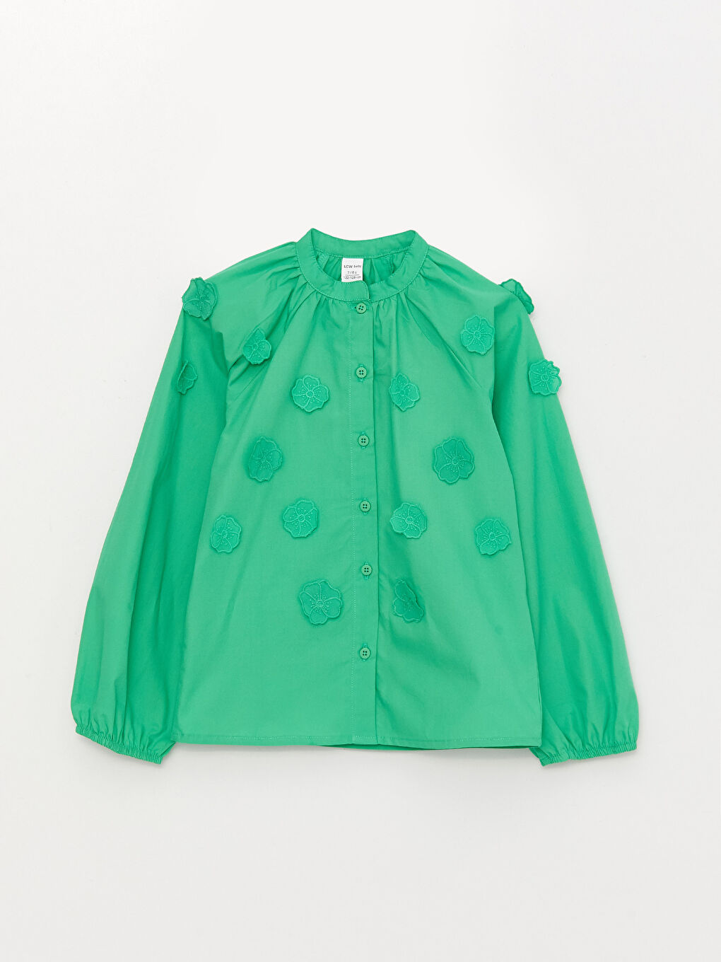Yeşil Hakim Yaka Uzun Kollu Kız Çocuk Gömlek-4