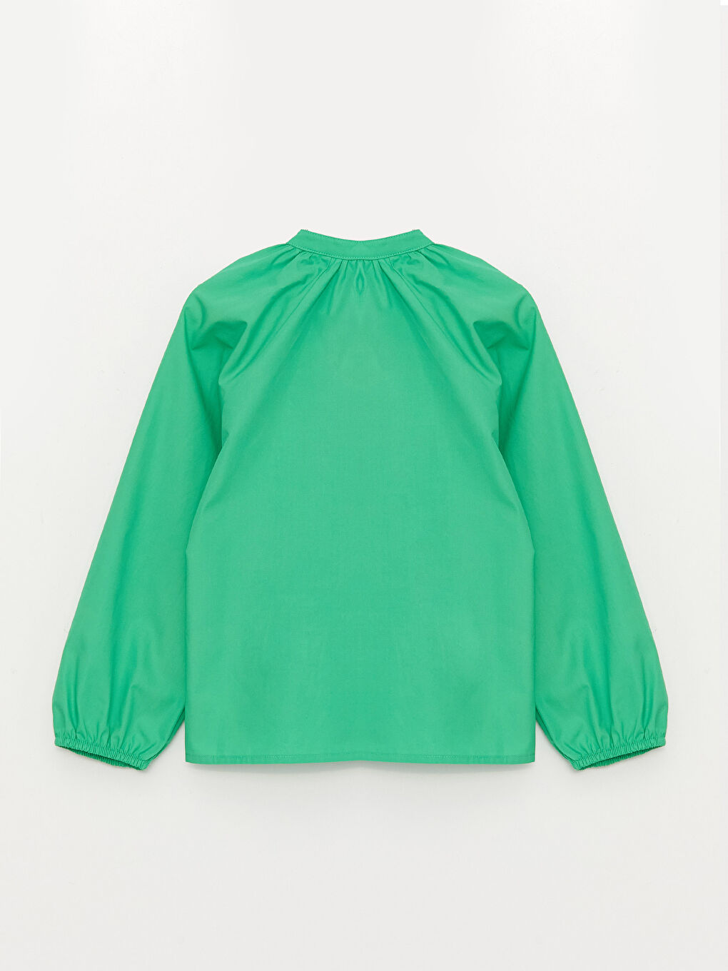 Yeşil Hakim Yaka Uzun Kollu Kız Çocuk Gömlek-5