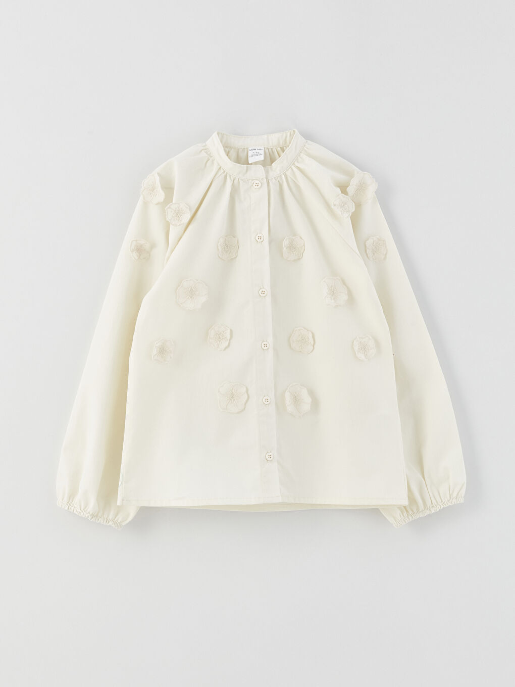 Ekru Hakim Yaka Uzun Kollu Kız Çocuk Gömlek-4