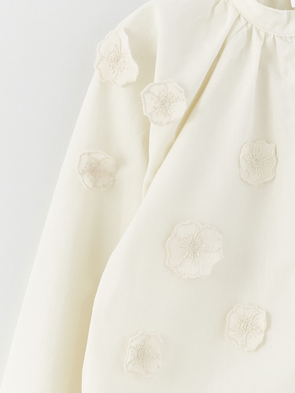 Ekru Hakim Yaka Uzun Kollu Kız Çocuk Gömlek-5