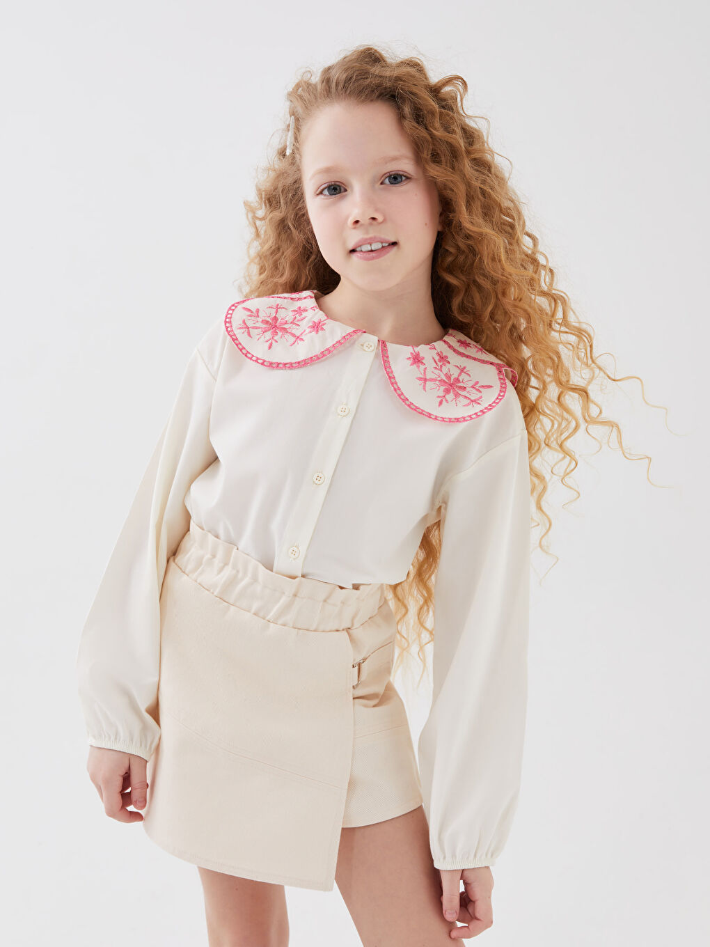 Bej Beli Lastikli Basic Gabardin Kız Çocuk Şort Etek