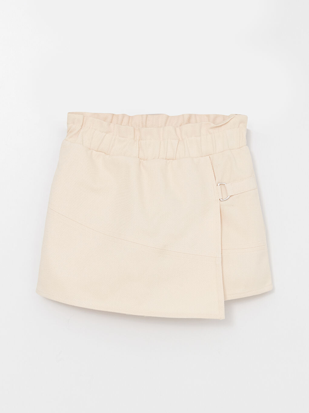 Bej Beli Lastikli Basic Gabardin Kız Çocuk Şort Etek-3