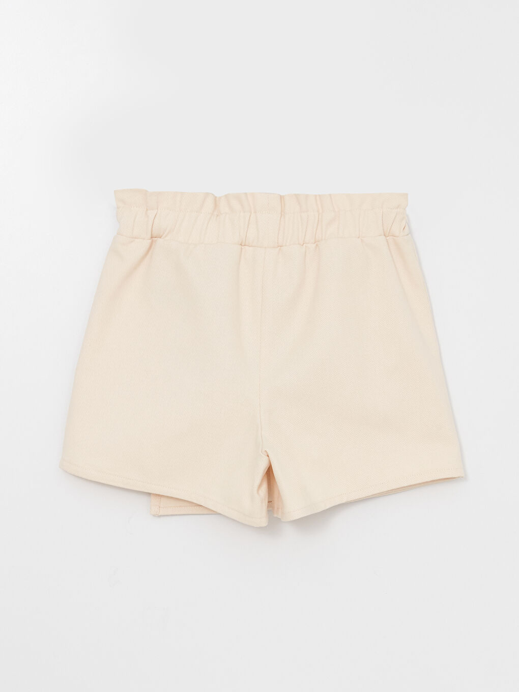 Bej Beli Lastikli Basic Gabardin Kız Çocuk Şort Etek-5