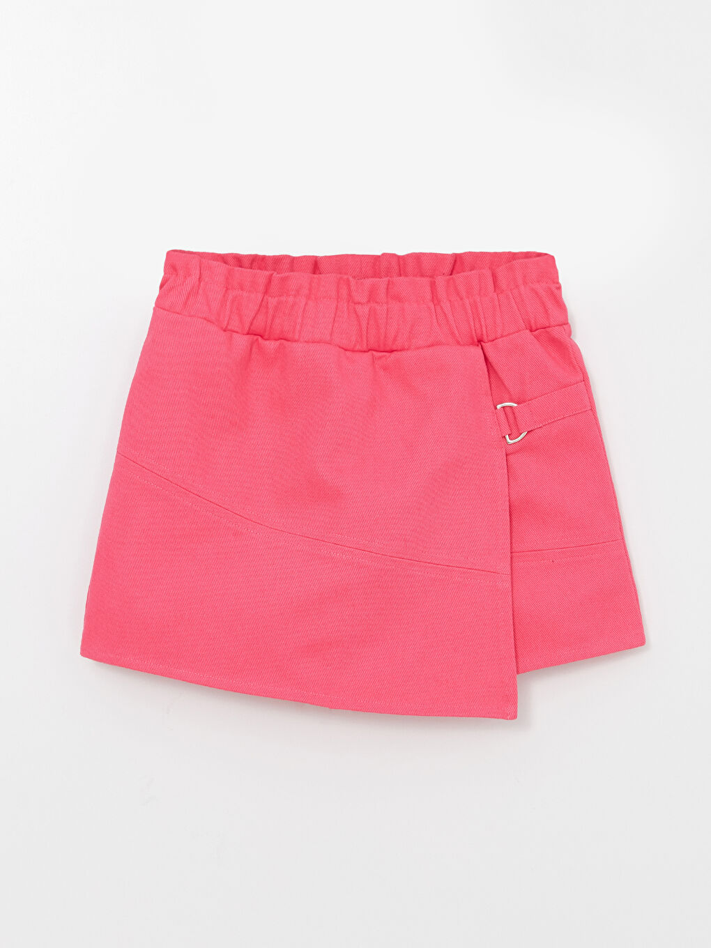 Pembe Beli Lastikli Basic Gabardin Kız Çocuk Şort Etek-5