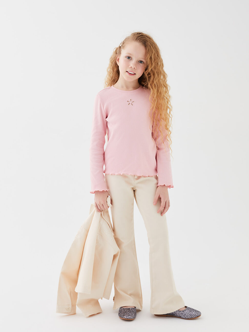 Slim Fit Girls' Wide Leg Pants