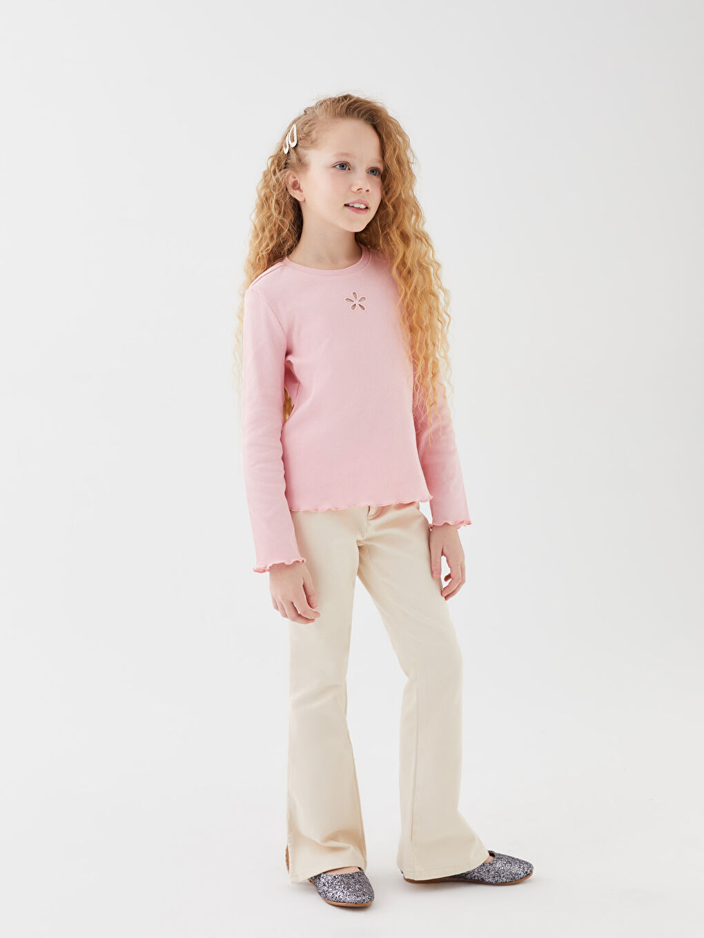 Slim Fit Girls' Wide Leg Pants-1