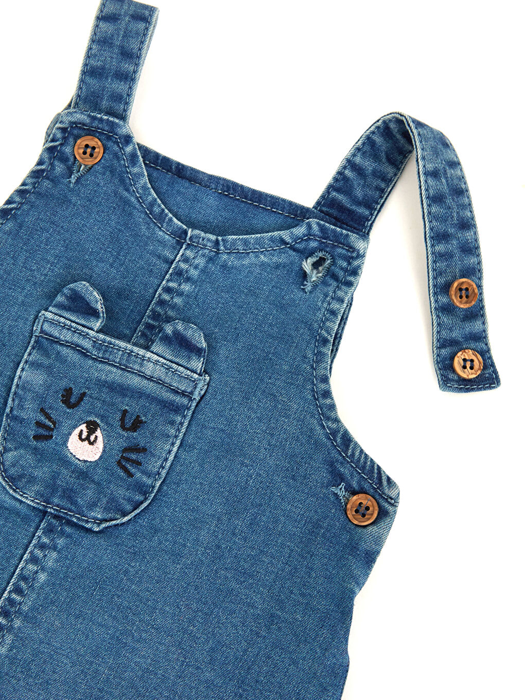 Embroidery Detailed Baby Girl Jean Dress-1