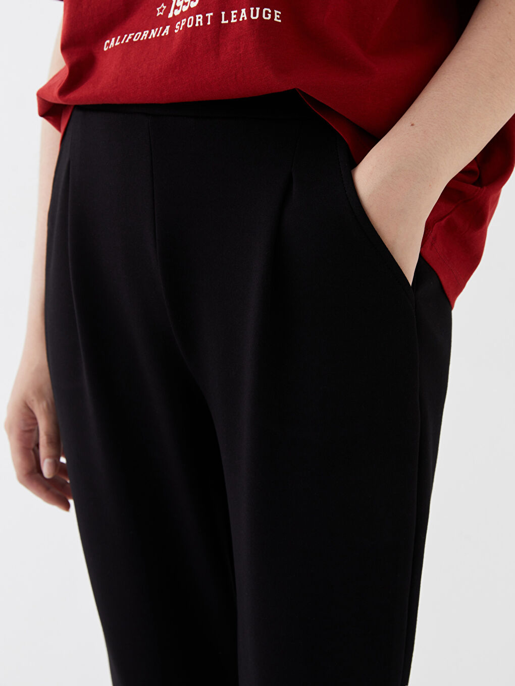 Elasticated Waist Relaxed Fit Women's Trousers-1