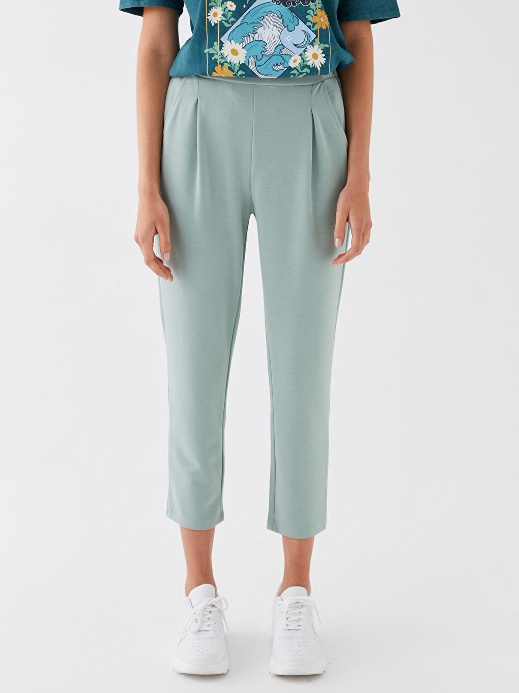 Elasticated Waist Relaxed Fit Women's Trousers-1