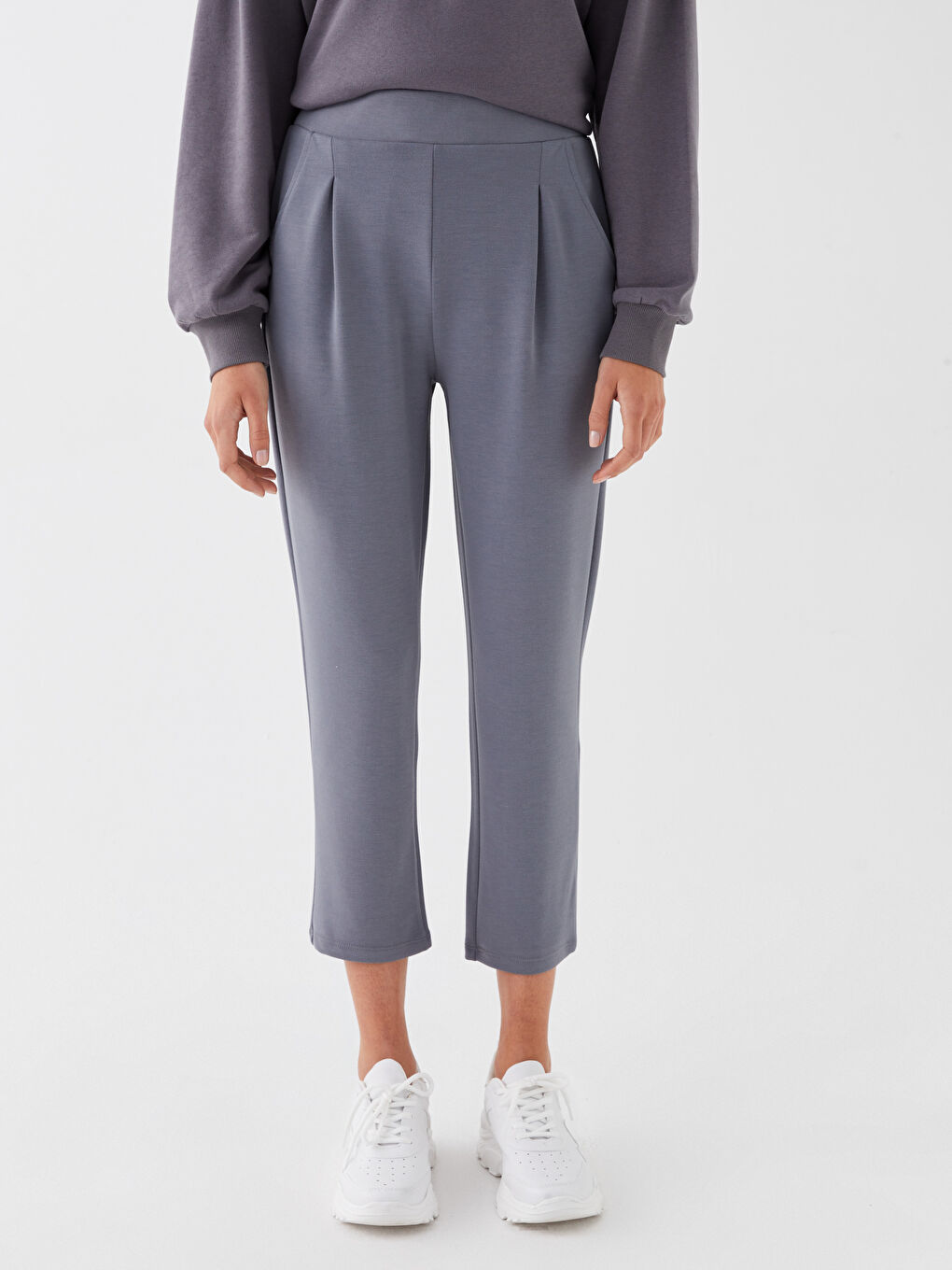 Elasticated Waist Relaxed Fit Women's Trousers-1