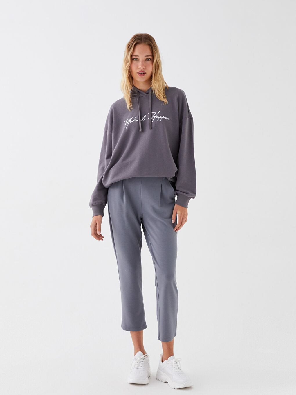 Elasticated Waist Relaxed Fit Women's Trousers-2