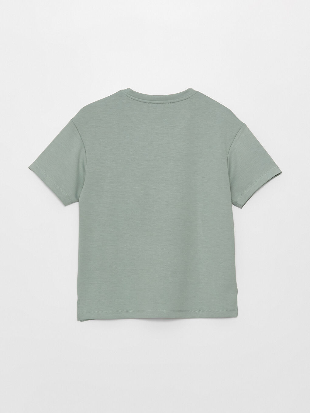 მრგვალი საყელო უბრალო მოკლე სახელო ქალებისთვის მაისური-6