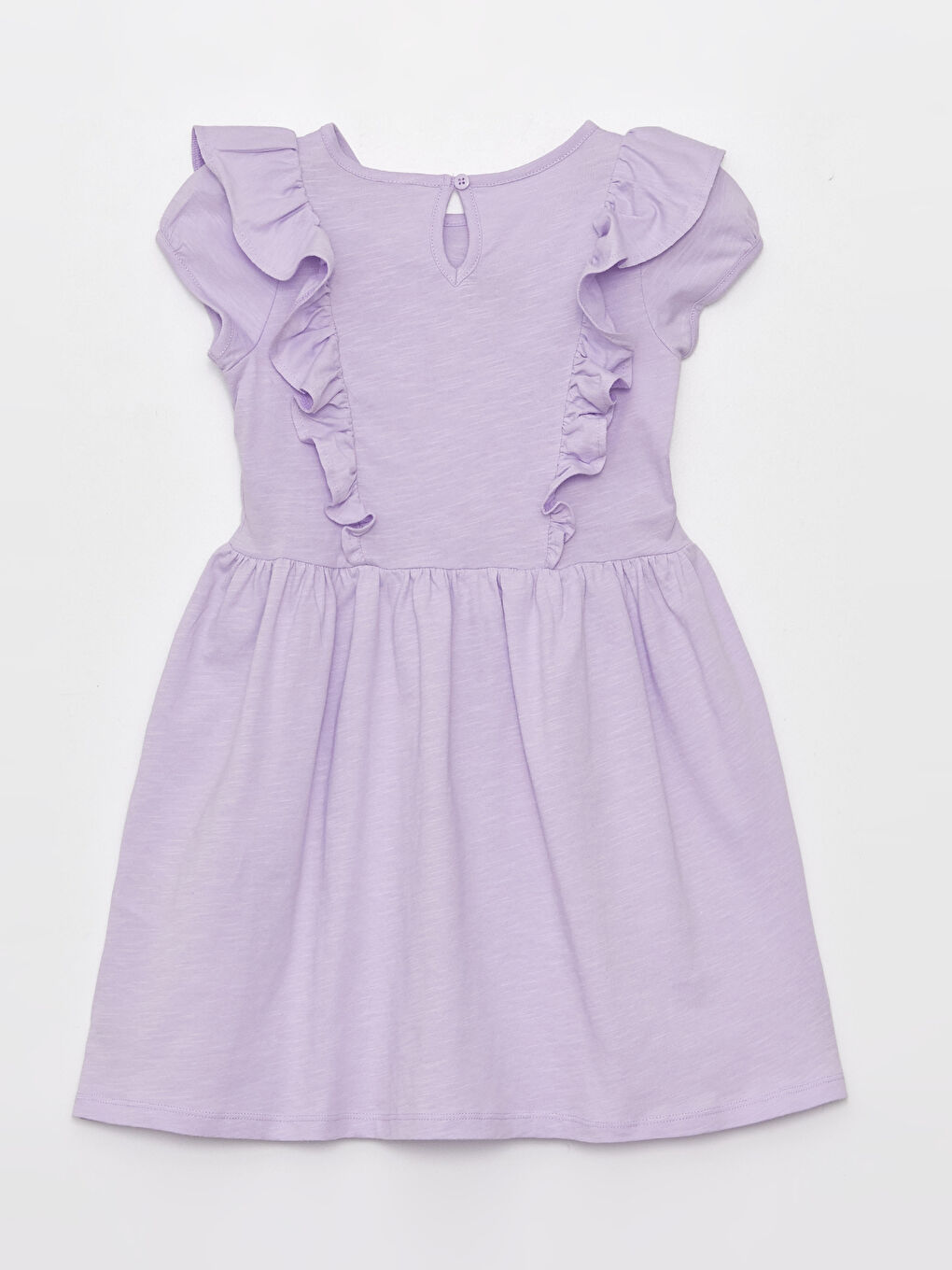 فستان للبنات بياقة دائرية بتفاصيل كشكشة-1