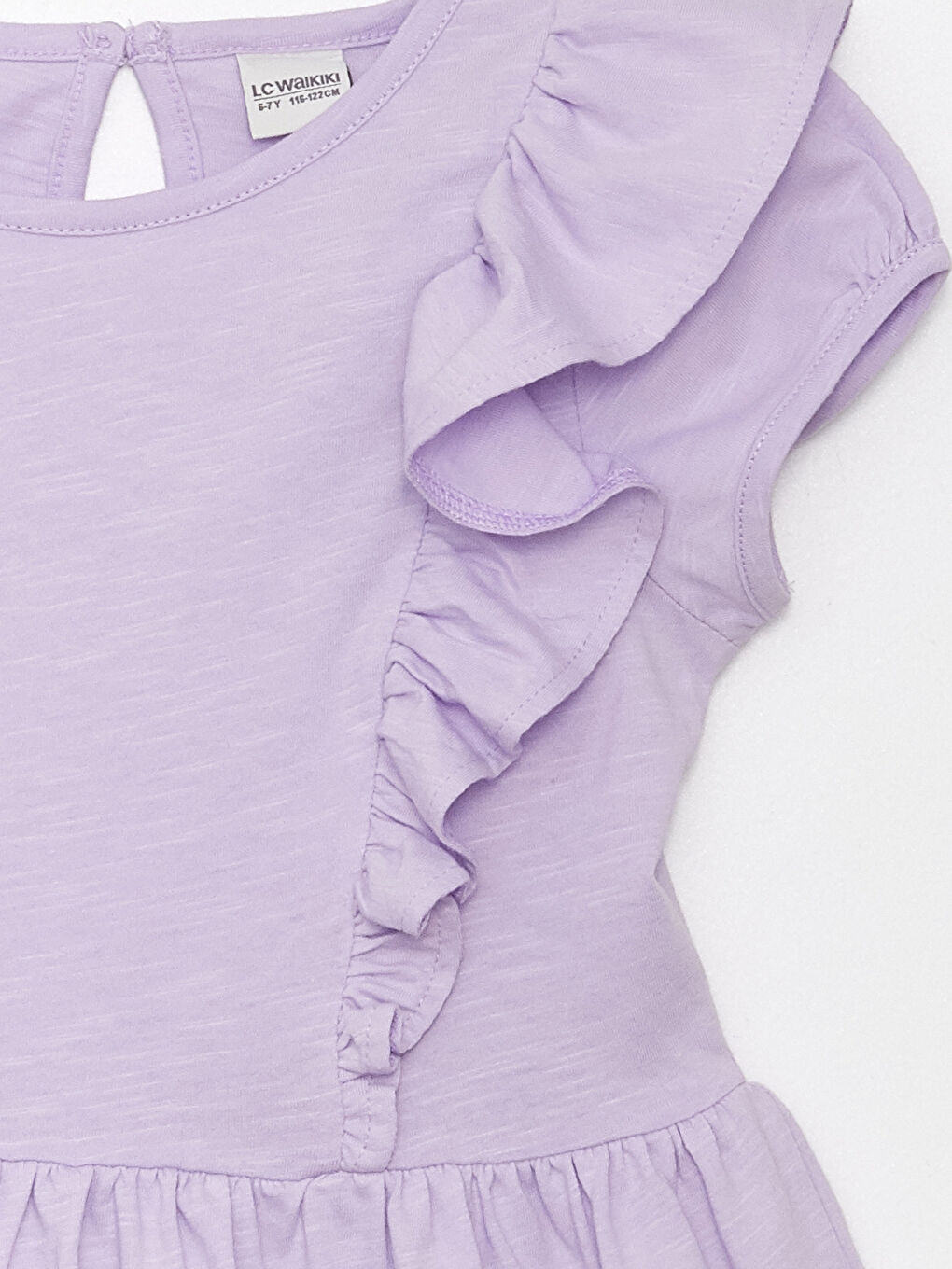 فستان للبنات بياقة دائرية بتفاصيل كشكشة-2