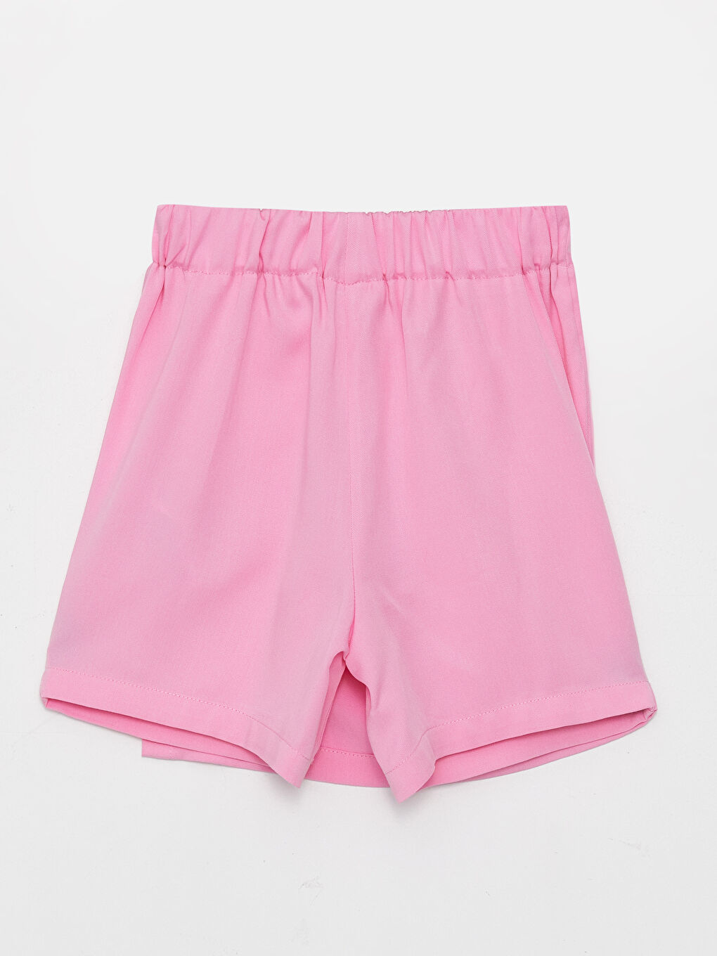 Pembe Beli Lastikli Basic Kız Çocuk Şort Etek-1