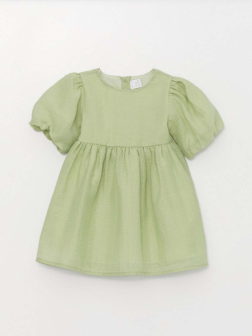 Yeşil Bisiklet Yaka Kısa Kollu Kız Bebek Elbise