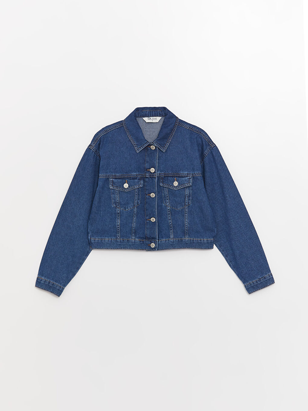 Veste en jean courte à col pour Femmes-5