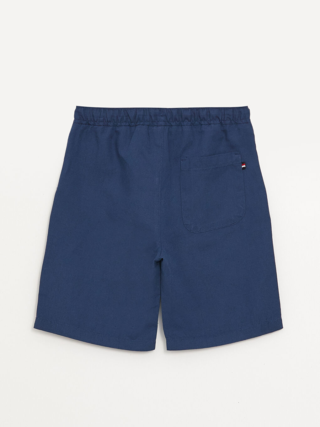 Lacivert Beli Lastikli Keten Karışımlı Erkek Çocuk Şort-1