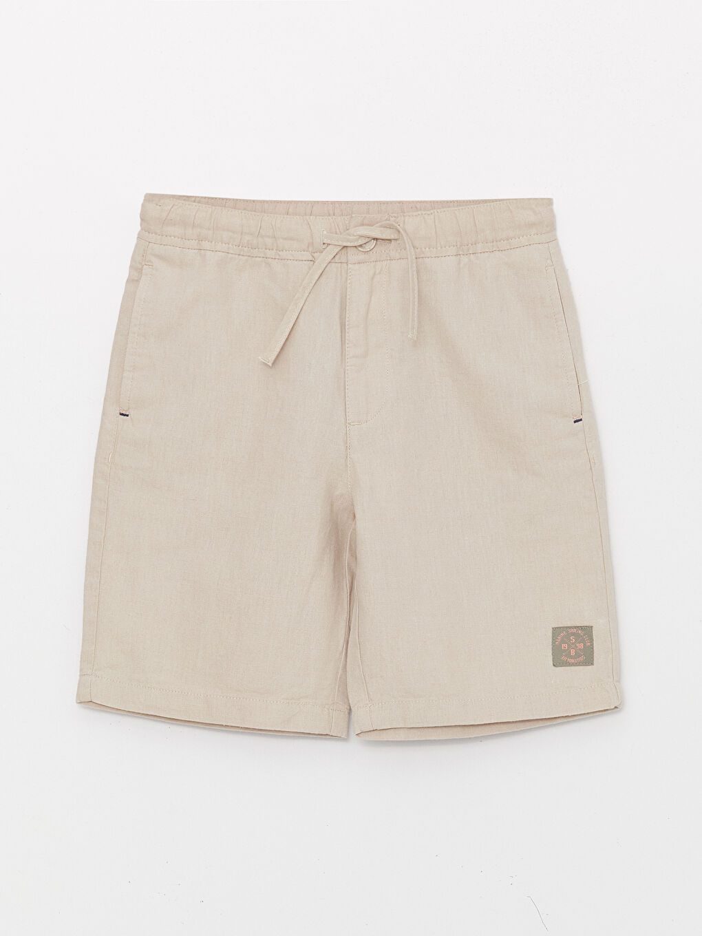 Bej Beli Lastikli Keten Karışımlı Erkek Çocuk Şort