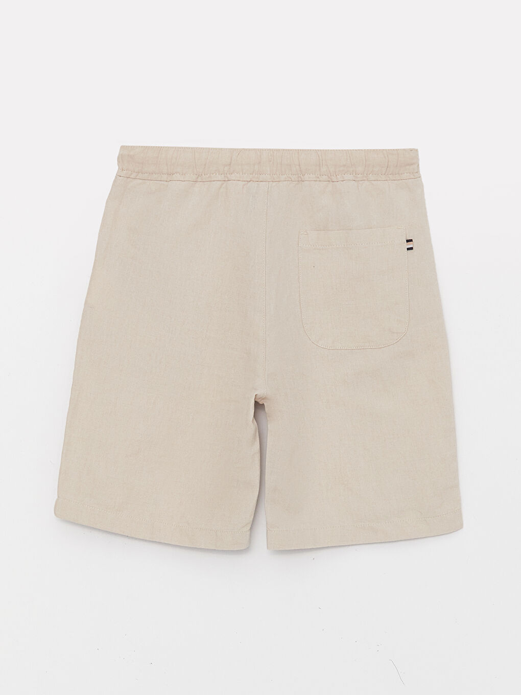 Bej Beli Lastikli Keten Karışımlı Erkek Çocuk Şort-1