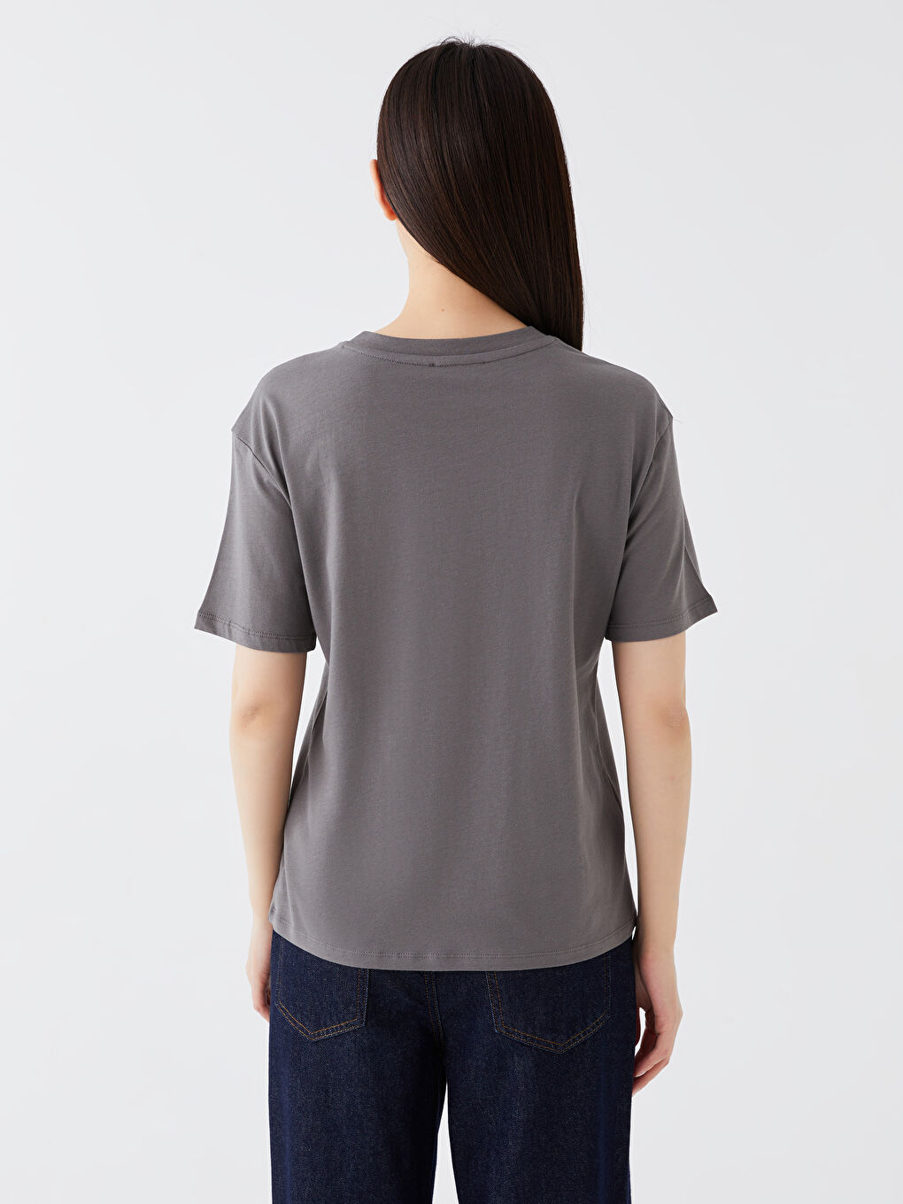 Crew Neck Rhinestone Embellished Short Sleeve Women's T-Shirt-4