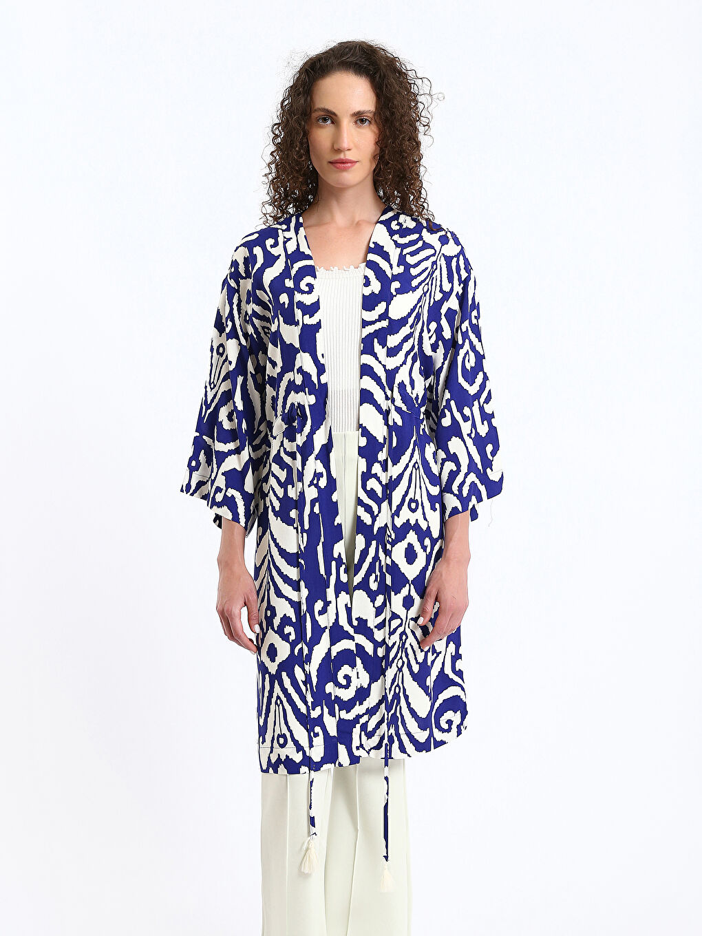 LCW Vision Şal Yaka Desenli Oversize Kadın Kimono -S3GY17Z8-LTM