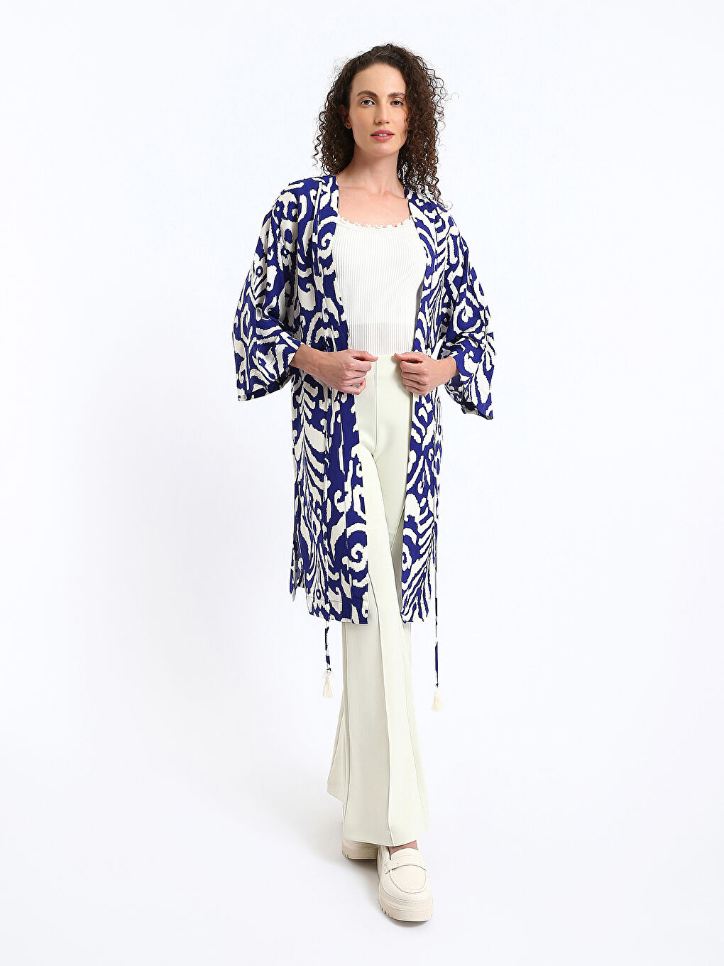 LCW Vision Şal Yaka Desenli Oversize Kadın Kimono -S3GY17Z8-LTM