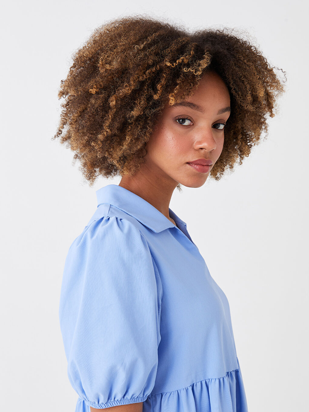 Shirt Collar Straight Short Sleeve Poplin Women Dress -S3GY22Z8-GJL
