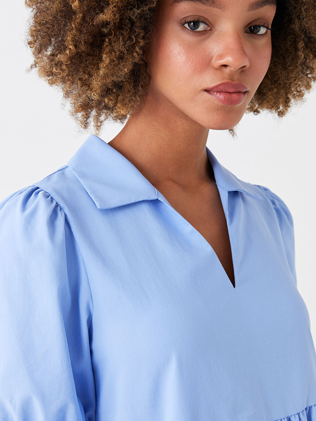 Shirt Collar Straight Short Sleeve Poplin Women Dress -S3GY22Z8-GJL