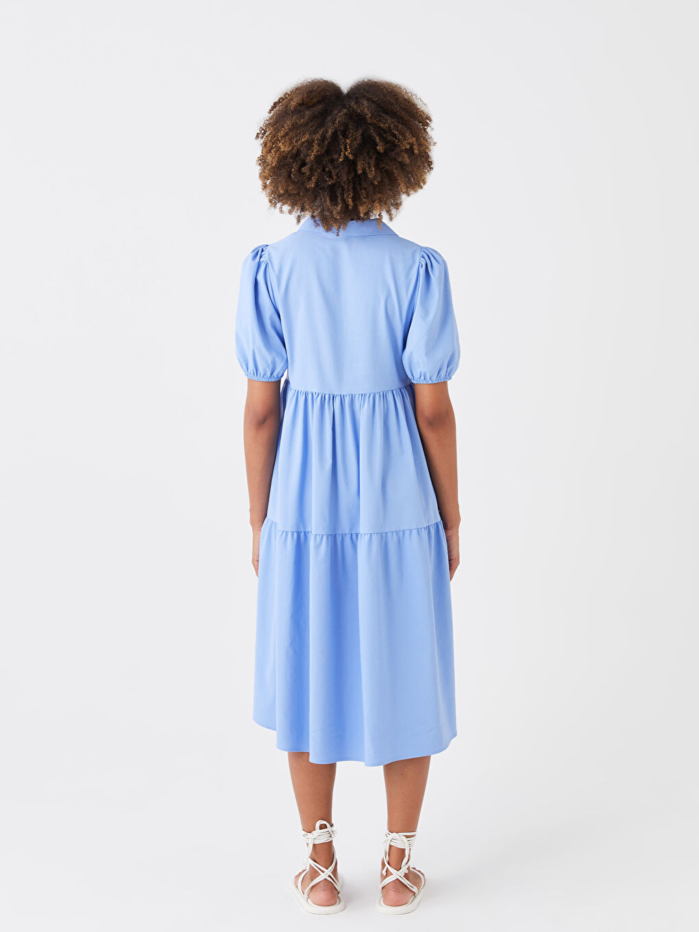 Shirt Collar Straight Short Sleeve Poplin Women Dress -S3GY22Z8-GJL