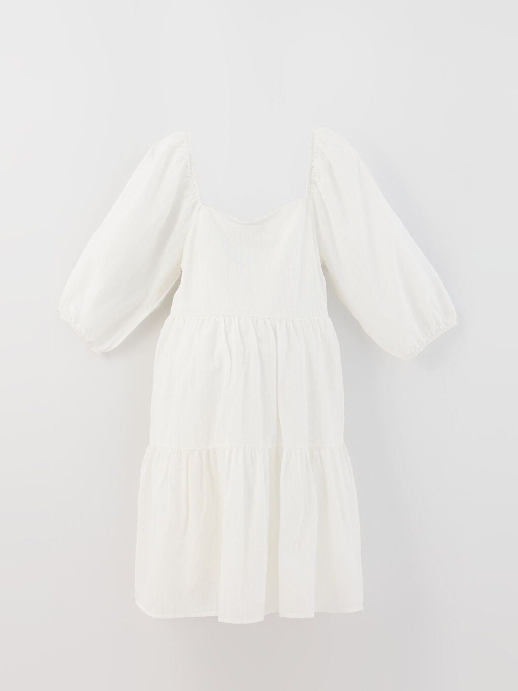 Square Collar Straight Balloon Sleeve Voile Women's Dress -S3GY25Z8-R9J