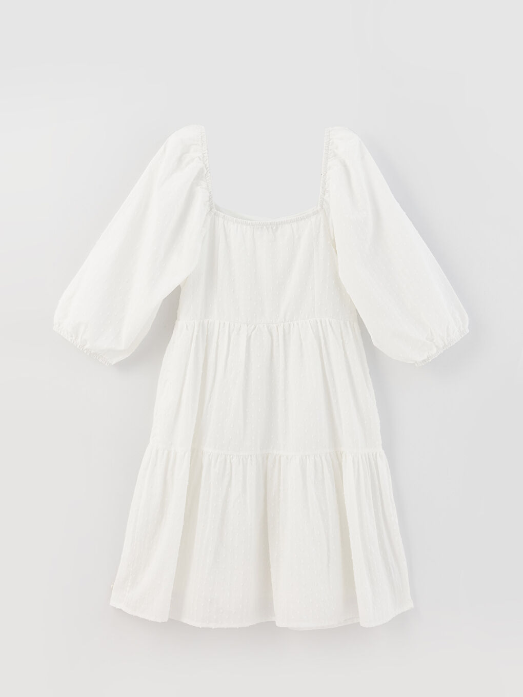 Square Collar Straight Balloon Sleeve Voile Women's Dress -S3GY25Z8-R9J