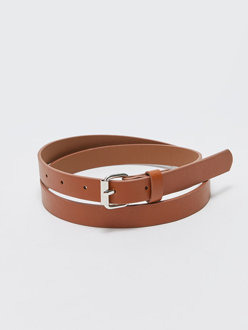 Siyah Deri Görünümlü Kadın Kemer 2'li-1