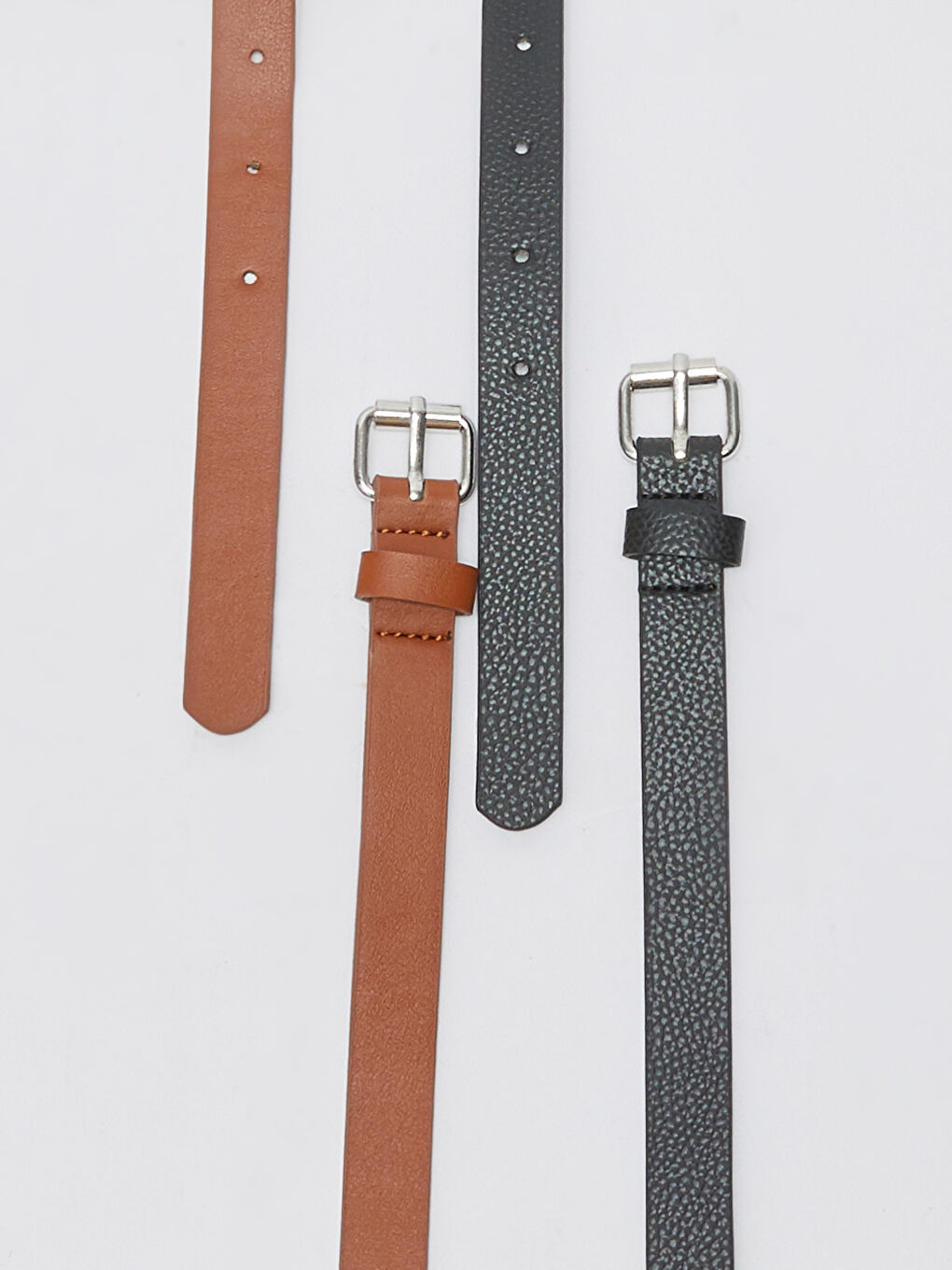 Siyah Deri Görünümlü Kadın Kemer 2'li-3