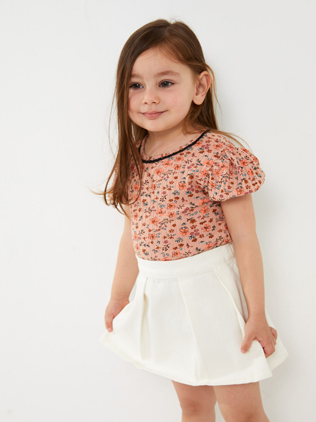 მარტივი ელასტიური წელის ბავშვის გოგოს ქვედაბოლო-1