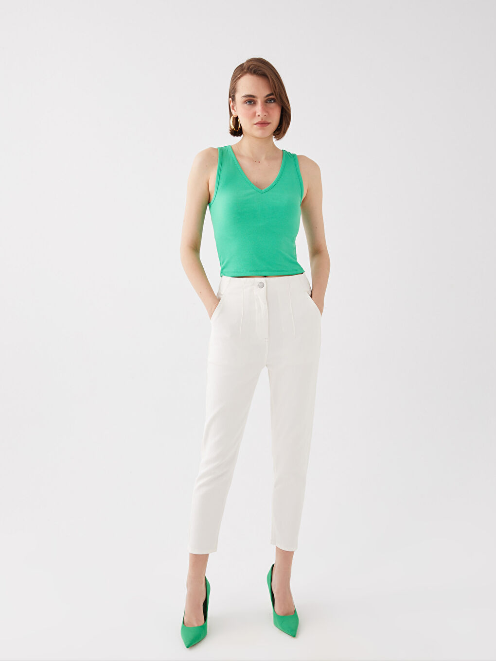 Women's V-Neck Straight Crop -S3GY71Z8-FNZ