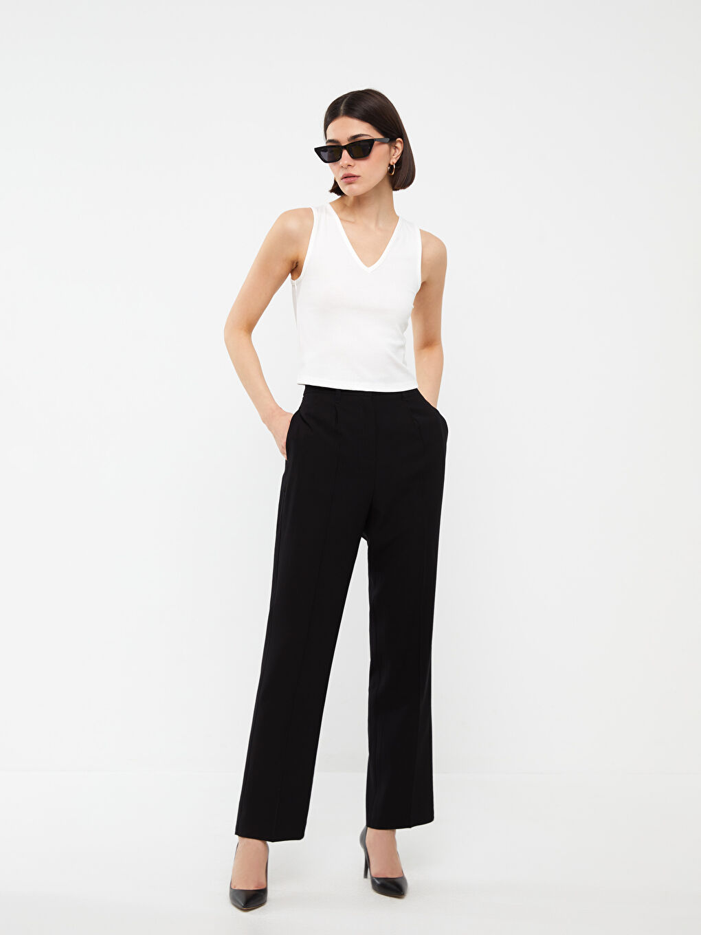 Women's V-Neck Straight Crop -S3GY71Z8-R5B