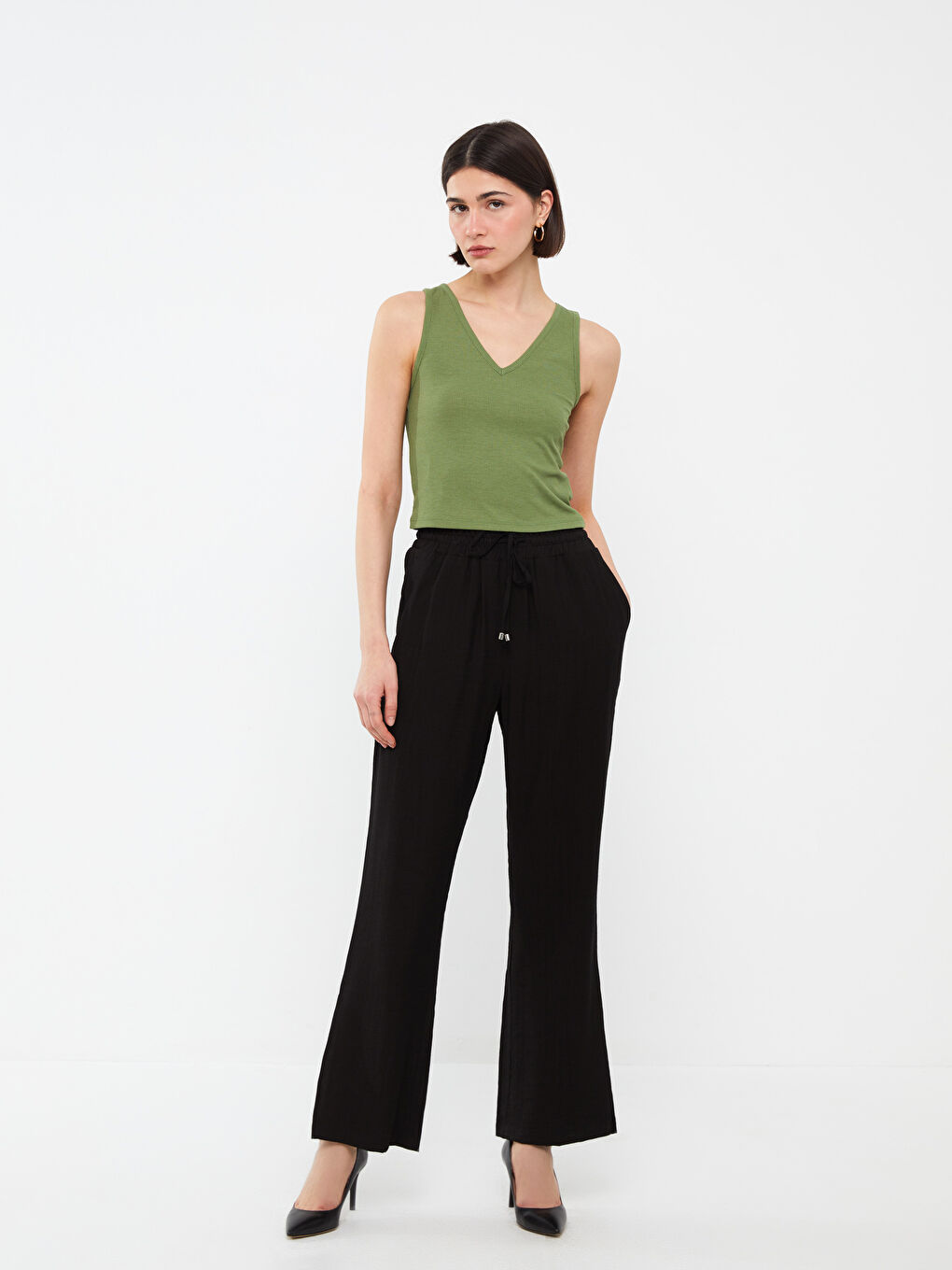 Women's V-Neck Straight Crop -S3GY71Z8-V66