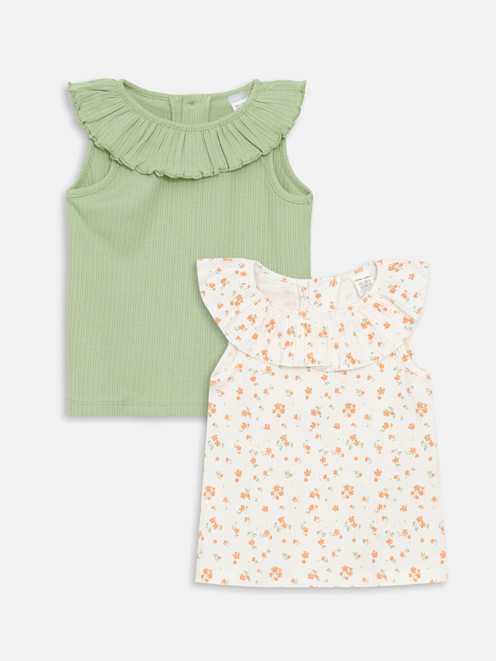 Yeşil Bisiklet Yaka Kız Bebek Atlet 2'li