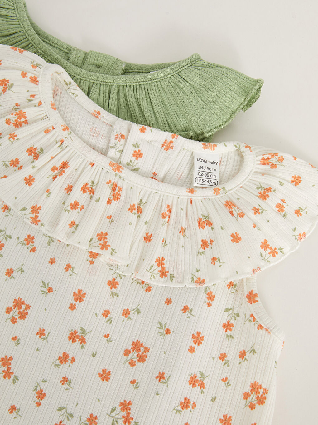 Yeşil Bisiklet Yaka Kız Bebek Atlet 2'li-3