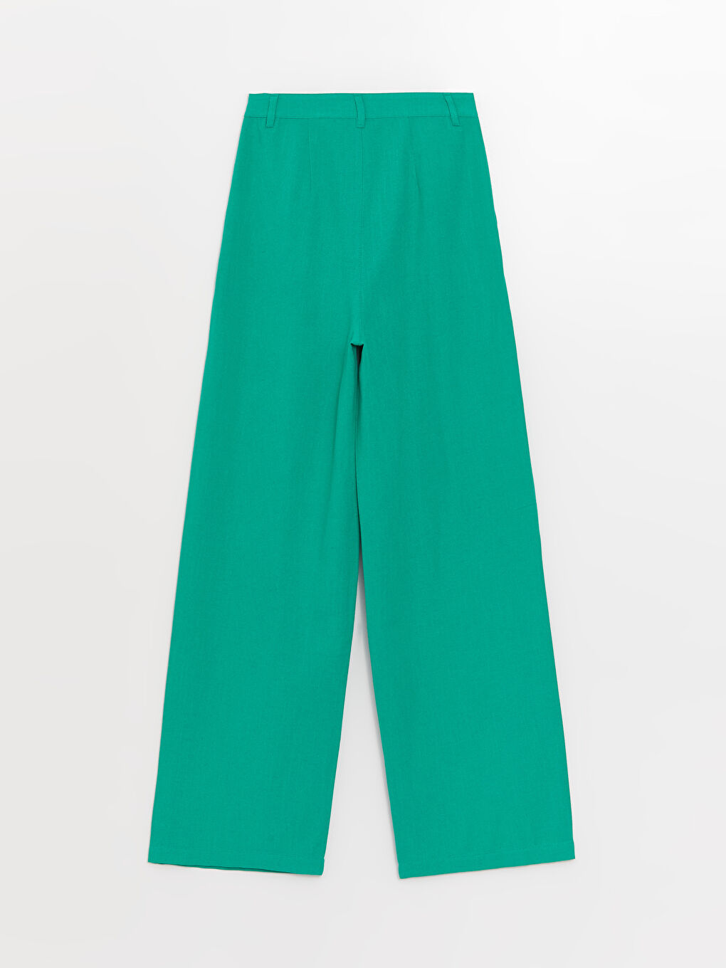 Yeşil Rahat Kalıp Düz Keten Karışımlı Kadın Pantolon-6