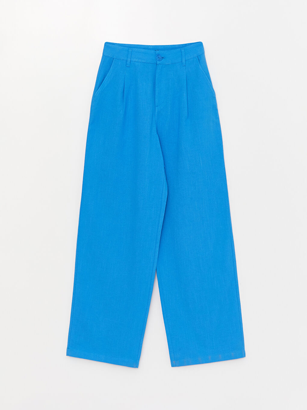 Relaxed Fit Plain Linen Blend Women's Trousers-5