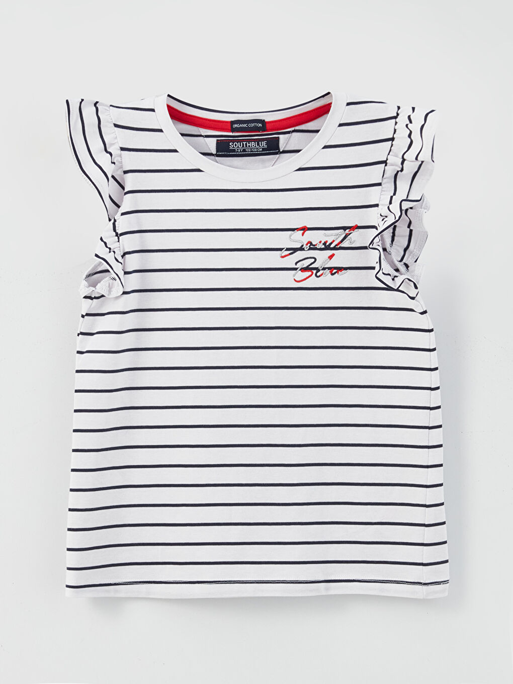 SOUTHBLUE Crew Neck Striped Short Sleeve Girls' T-Shirt -S3GY92Z4-LGS
