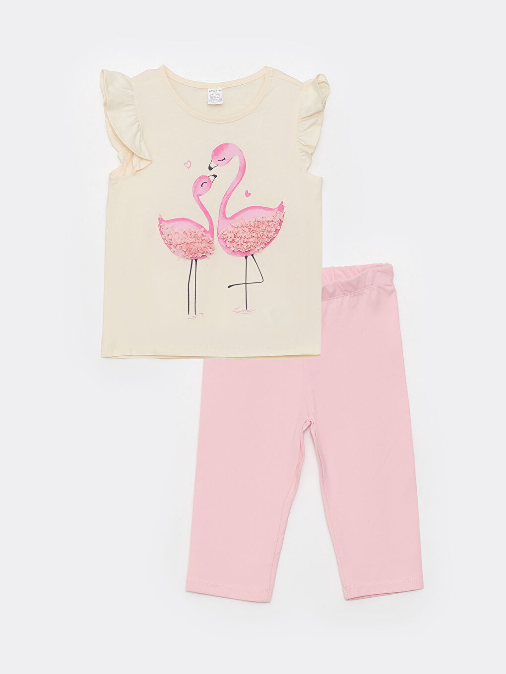 LCW baby Crew Neck Printed Baby Girl T-Shirt and Leggings 2-Pack Set -S3GY94Z1-FDP