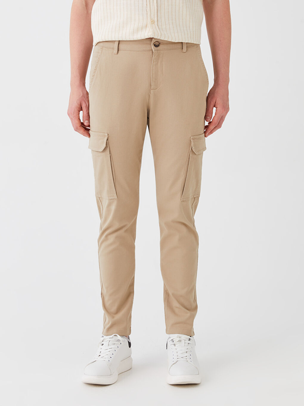 Bej Standart Kalıp Erkek Kargo Pantolon-2