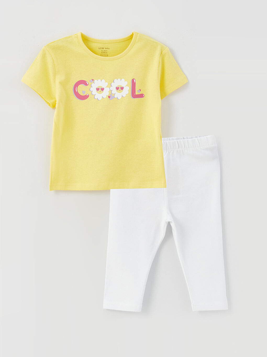 Crew Neck Printed Baby Girl T-Shirt and Leggings 2-Pack Set