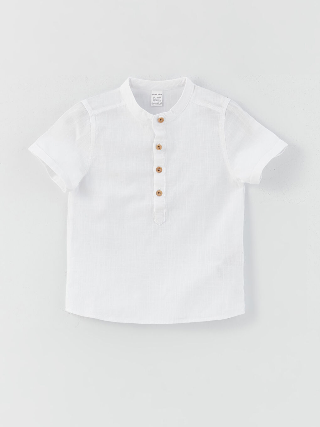 Beyaz Hakim Yaka Kısa Kollu Erkek Bebek Gömlek ve Şort 2'li Takım-1