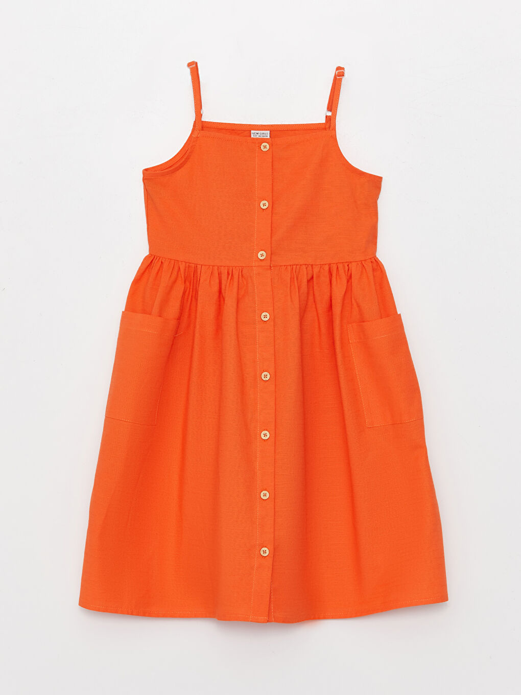 LCW Kids Kare Yaka Basic Askılı Kız Çocuk Elbise